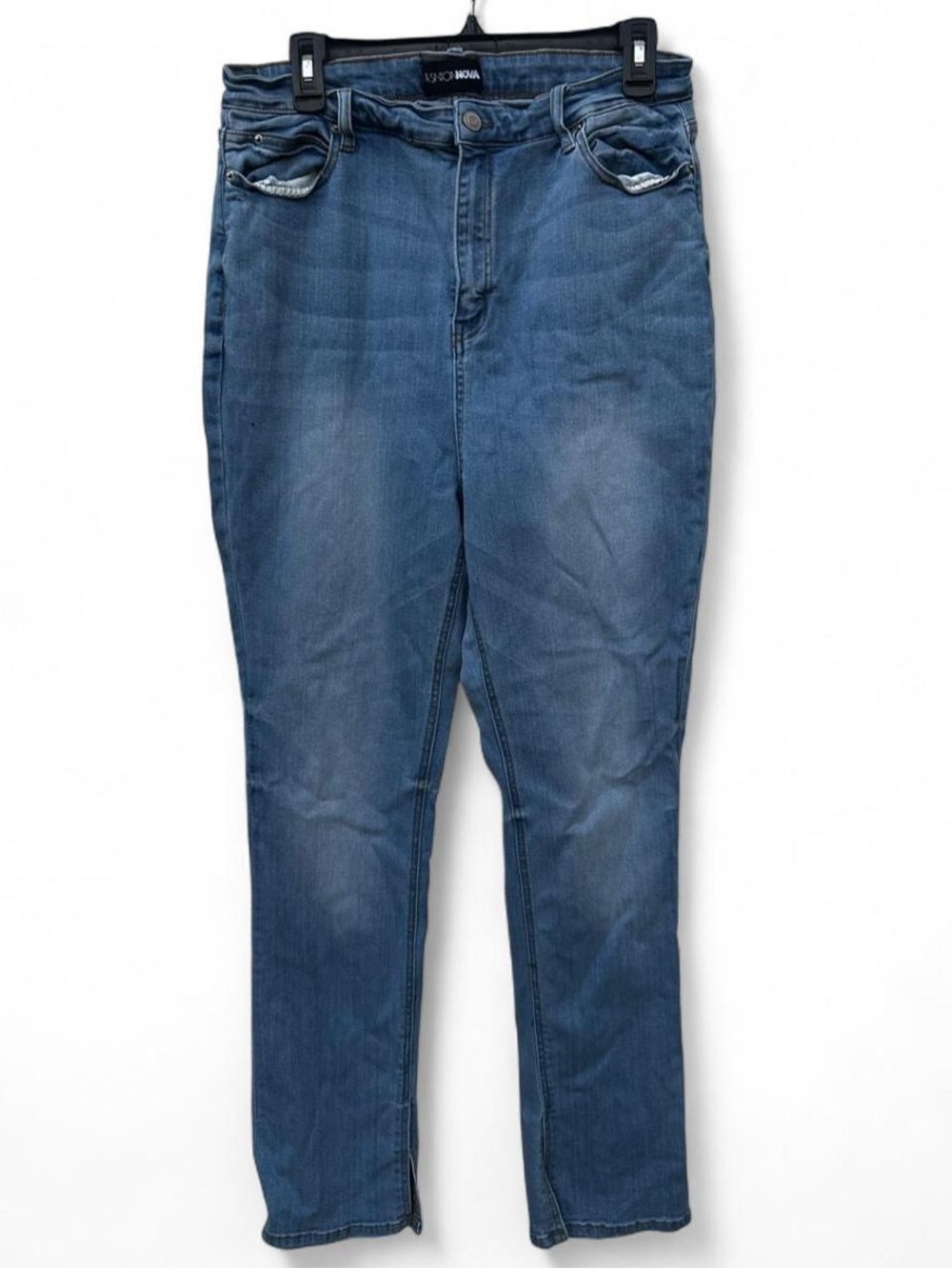 Fashion Nova Women's Straight Leg Blue Denim Jeans